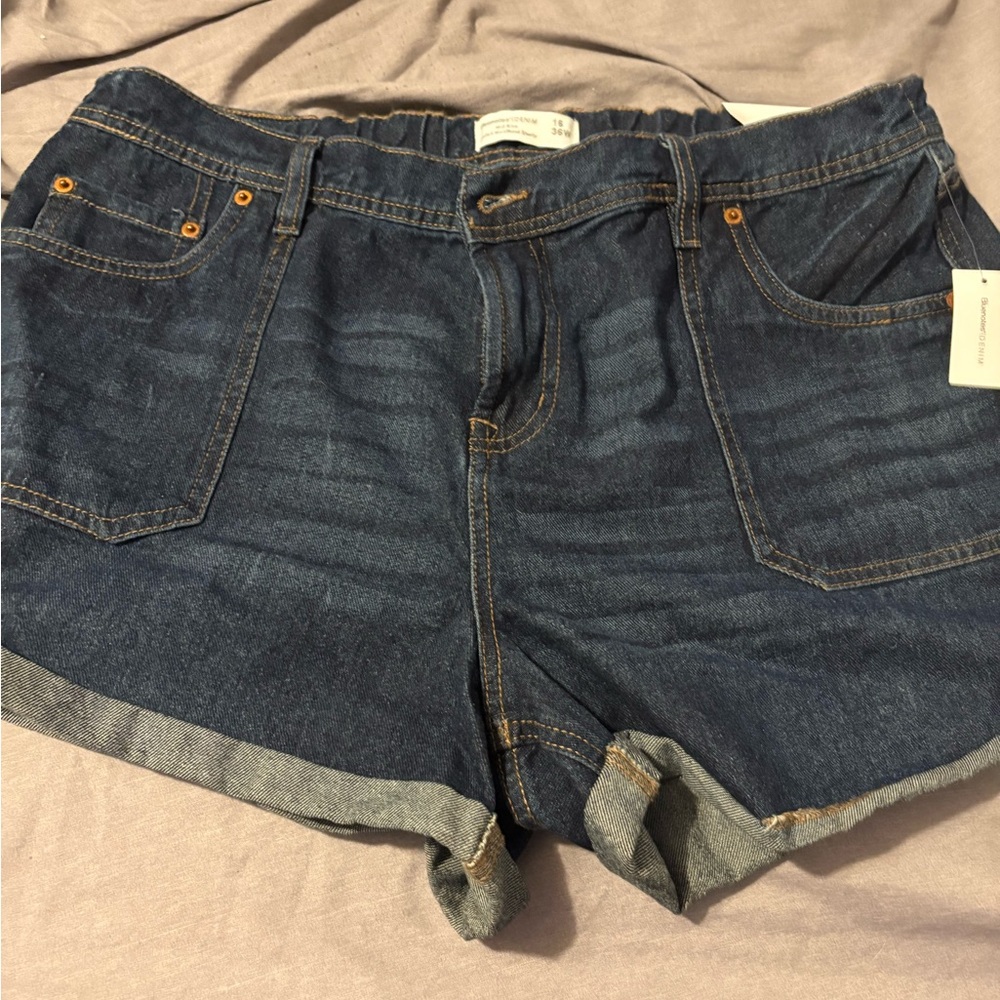 Bluenotes Dark Blue Rolled-Hem Denim Shorts